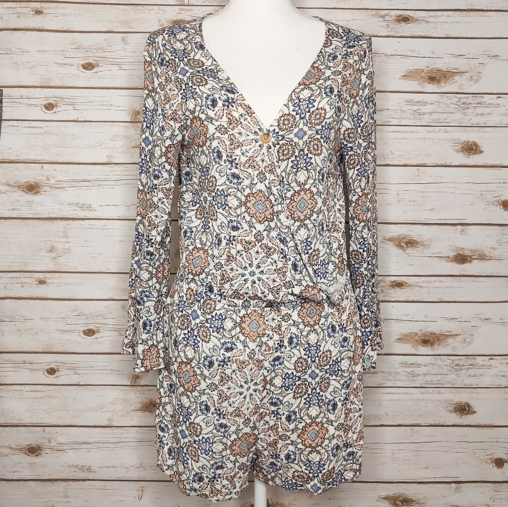Aeropostale Wrap Front Floral Romper Small